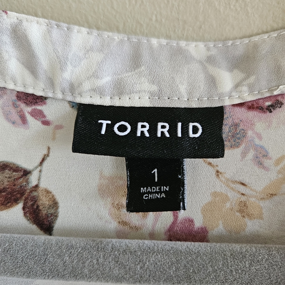 Torrid Floral Button Down Shirt - White and Multicolor - Picture 5 of 8